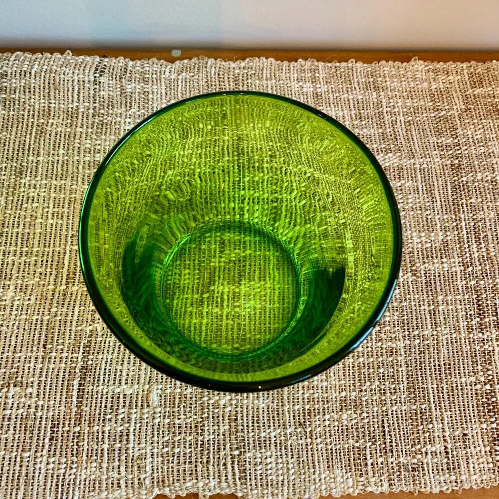 Hand Blown Art Glass Vase/Planter/Ice Bucket Vintage MCM Large Green